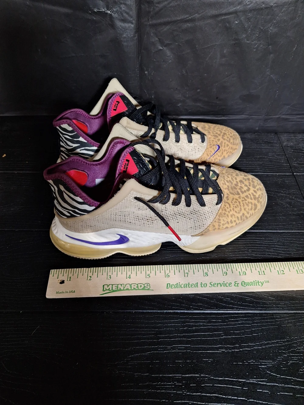 Nike Men's LeBron Leopard-Print Athletic Shoes with Purple Lining